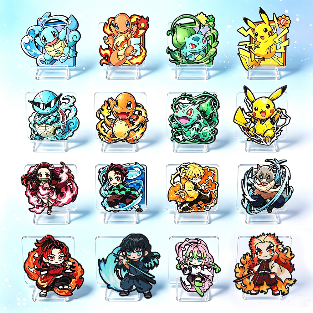 Lapel Pin Enamel - 8Pcs Anime Pokemon & Demon Slayer