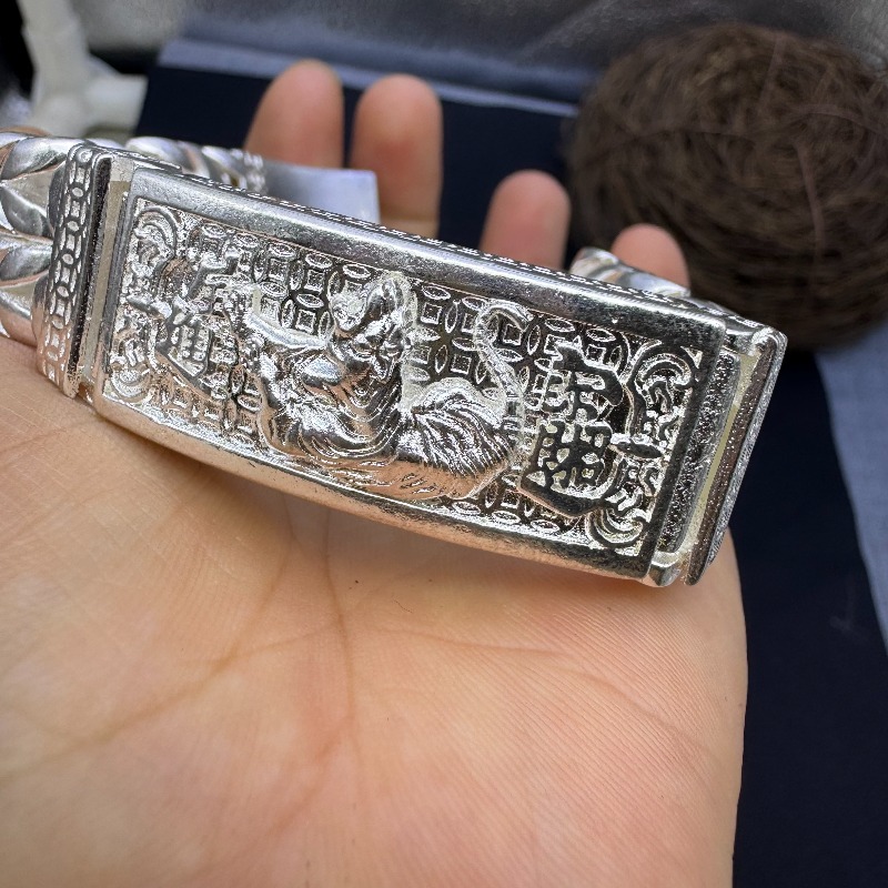Men Accessories Nepal - Men Antique Nepal Openwork Tiger Silver