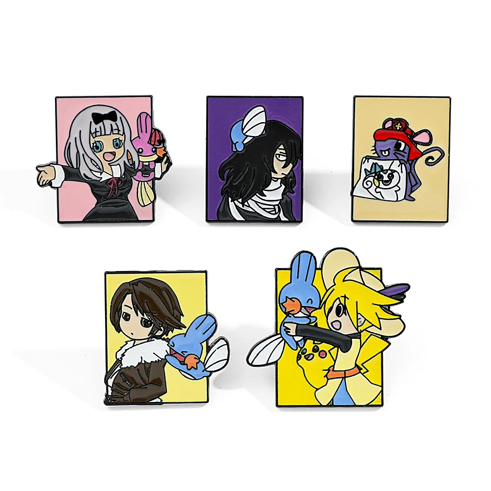 Lapel Pin Enamel - 5 Pcs Pokémon Anime Characters Brooch