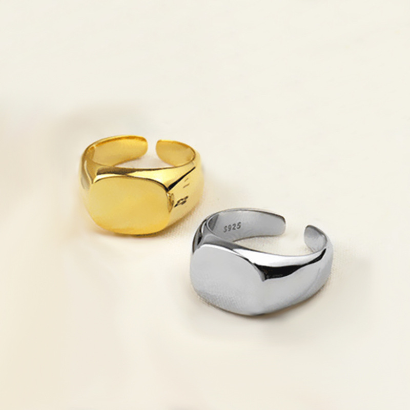 Signet Ring Men - 925 Sterling Silver Men Ring Square