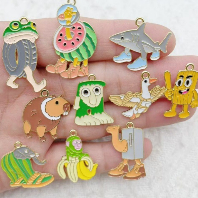 Men'S Accessories Jewelry - 10pcs Creative Alloy Drip Oil Jewelry,
