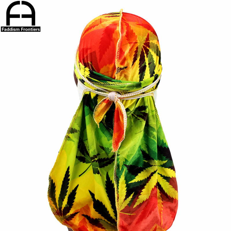 Men'S Accessories Premium - Premium Men's Leaves Print Velvet Durags