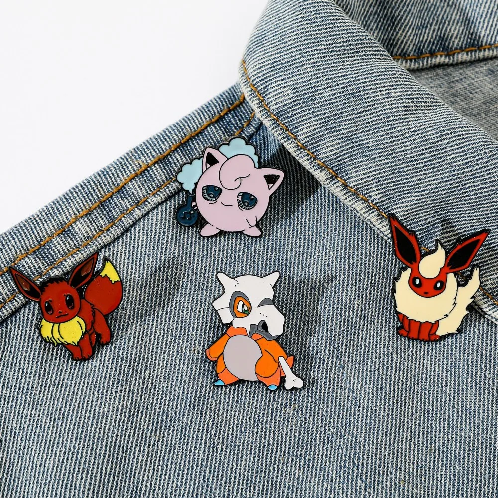 Lapel Pin Enamel - 4 Pcs Characters Cartoon Brooch Flareon