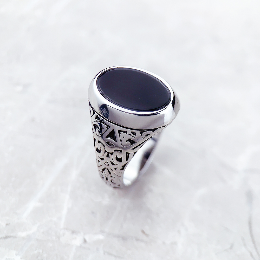 Black Oval Signet Ring Europe  - Signet Ring Men ulasan dan harga