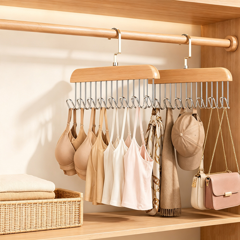 Wooden Tie Hangers Belt Rack W - Men'S Accessories Organizer For Wardrobe ulasan dan harga