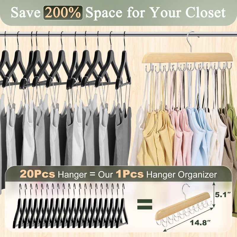 Wooden Tie Hangers Belt Rack W - Men'S Accessories Organizer For Wardrobe ulasan dan harga