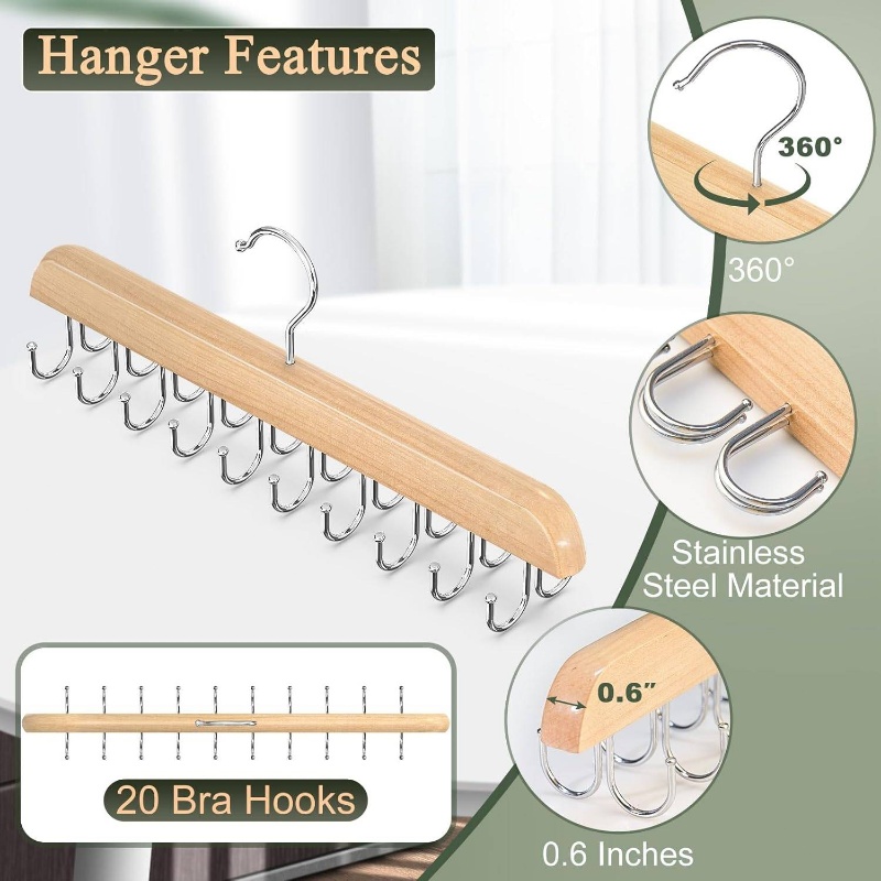 Wooden Tie Hangers Belt Rack W - Men'S Accessories Organizer For Wardrobe ulasan dan harga