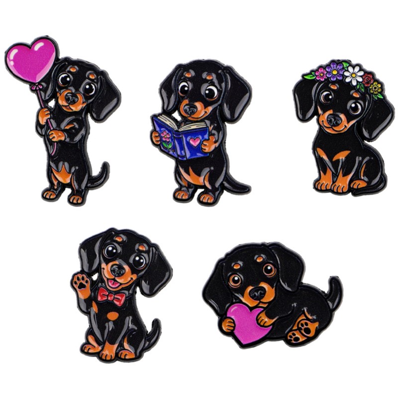 5pcs Cute Dachshund Enamel Pin - Lapel Pin Enamel ulasan dan harga