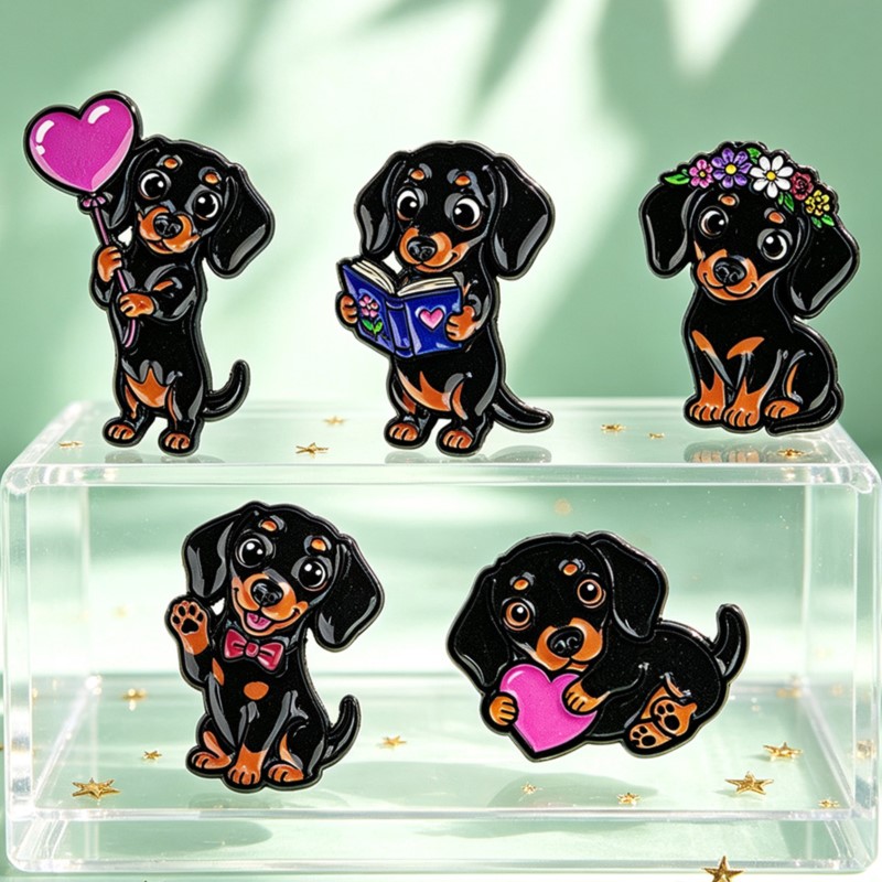 5pcs Cute Dachshund Enamel Pin - Lapel Pin Enamel ulasan dan harga