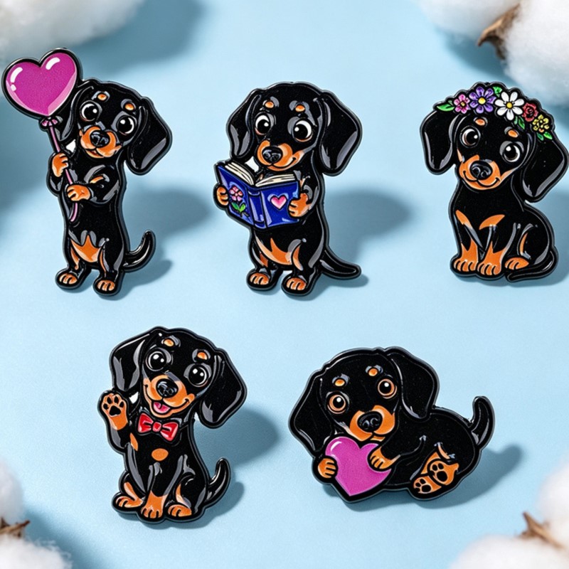 5pcs Cute Dachshund Enamel Pin - Lapel Pin Enamel ulasan dan harga