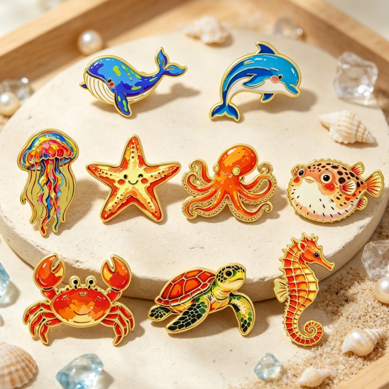 Vibrant Ocean Animal Enamel Pi - Lapel Pin Enamel ulasan dan harga