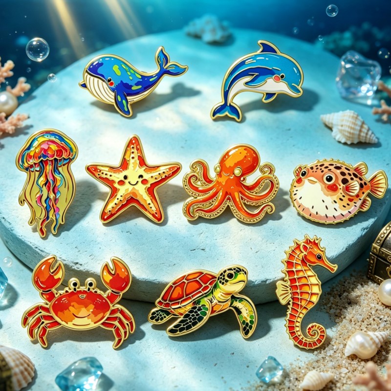 Vibrant Ocean Animal Enamel Pi - Lapel Pin Enamel ulasan dan harga