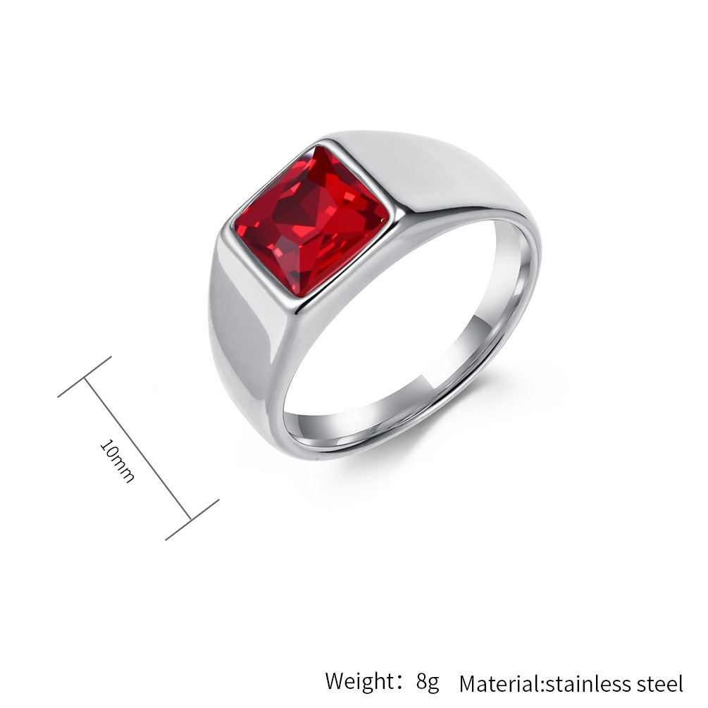 Stainless Steel Shinny Zircon  - Signet Ring Men ulasan dan harga