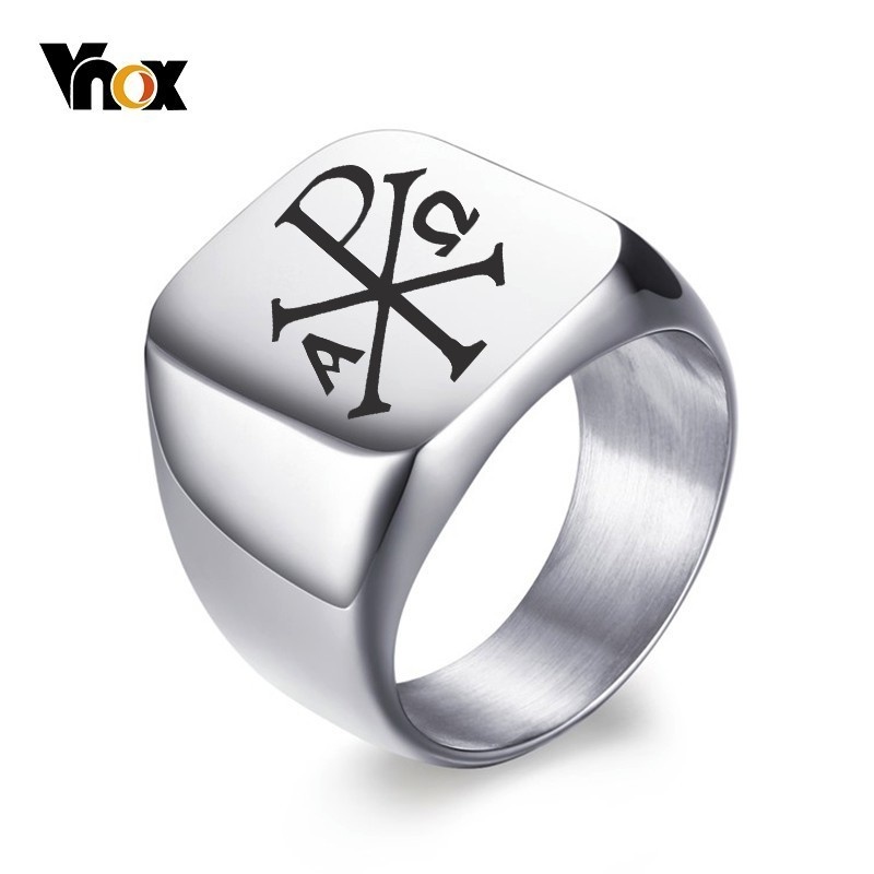 Vnox Free Personalized Stamp R - Signet Ring Men ulasan dan harga