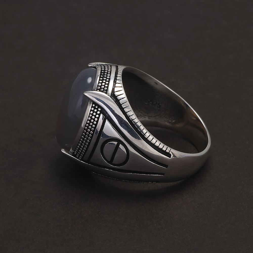 S925 Sterling Silver Agate Sig - Signet Ring Men ulasan dan harga