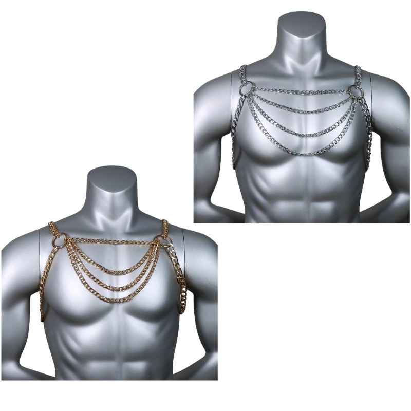 Men's Sexy Metal Body Chest Ch - Mens Accessories Style ulasan dan harga