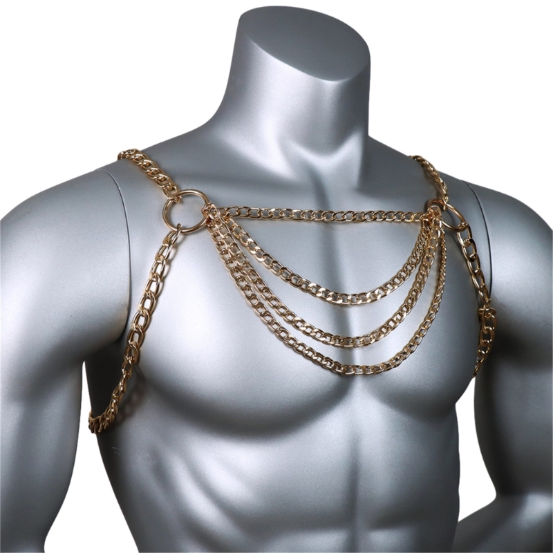 Men's Sexy Metal Body Chest Ch - Mens Accessories Style ulasan dan harga