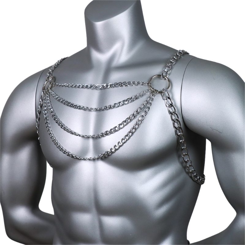 Men's Sexy Metal Body Chest Ch - Mens Accessories Style ulasan dan harga
