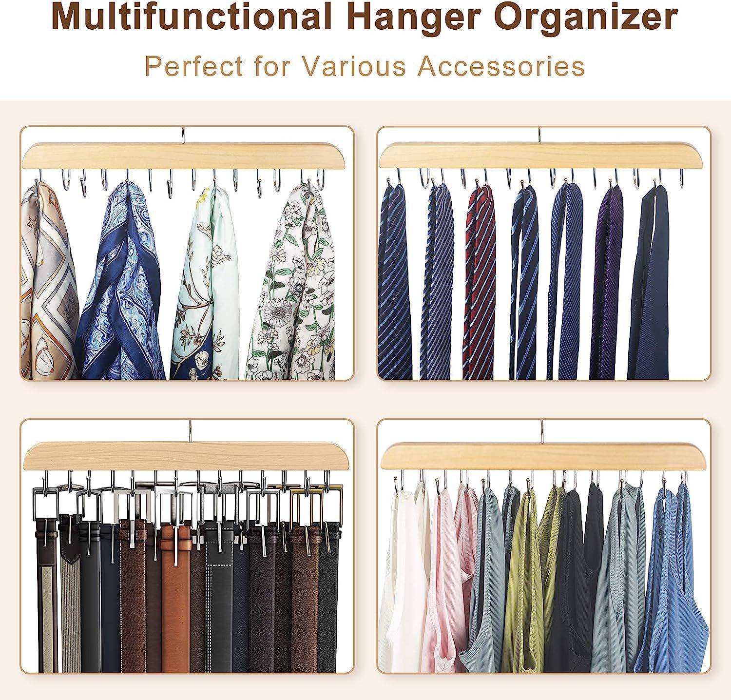Wooden Belt Rack Women Storage - Men'S Accessories Organizer For Wardrobe ulasan dan harga