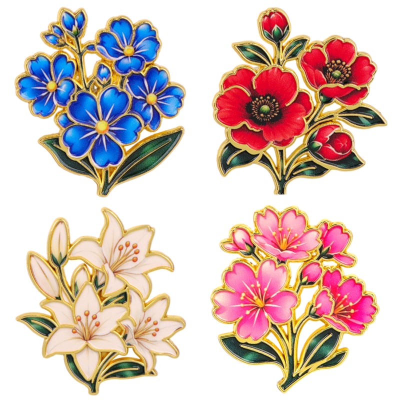 Cute Vintage Colorful Floral E - Lapel Pin Enamel ulasan dan harga