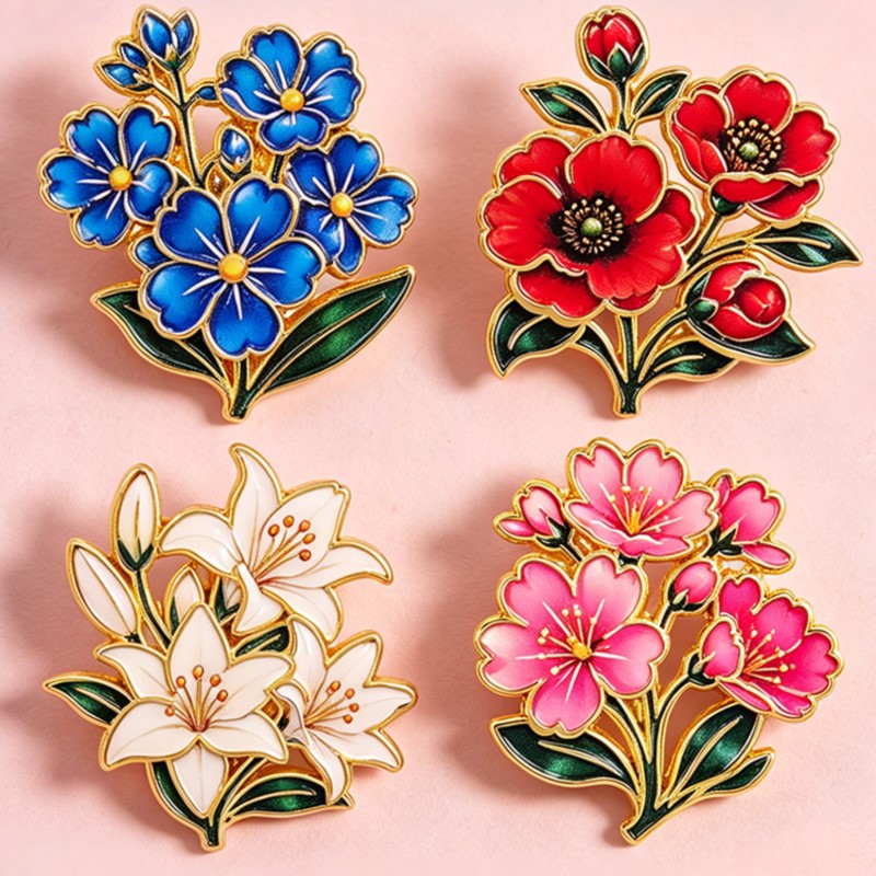 Cute Vintage Colorful Floral E - Lapel Pin Enamel ulasan dan harga