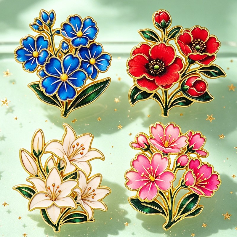 Cute Vintage Colorful Floral E - Lapel Pin Enamel ulasan dan harga