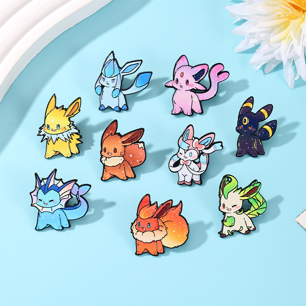 9Pcs Pokemon Eevee Flareon Ena - Lapel Pin Enamel ulasan dan harga
